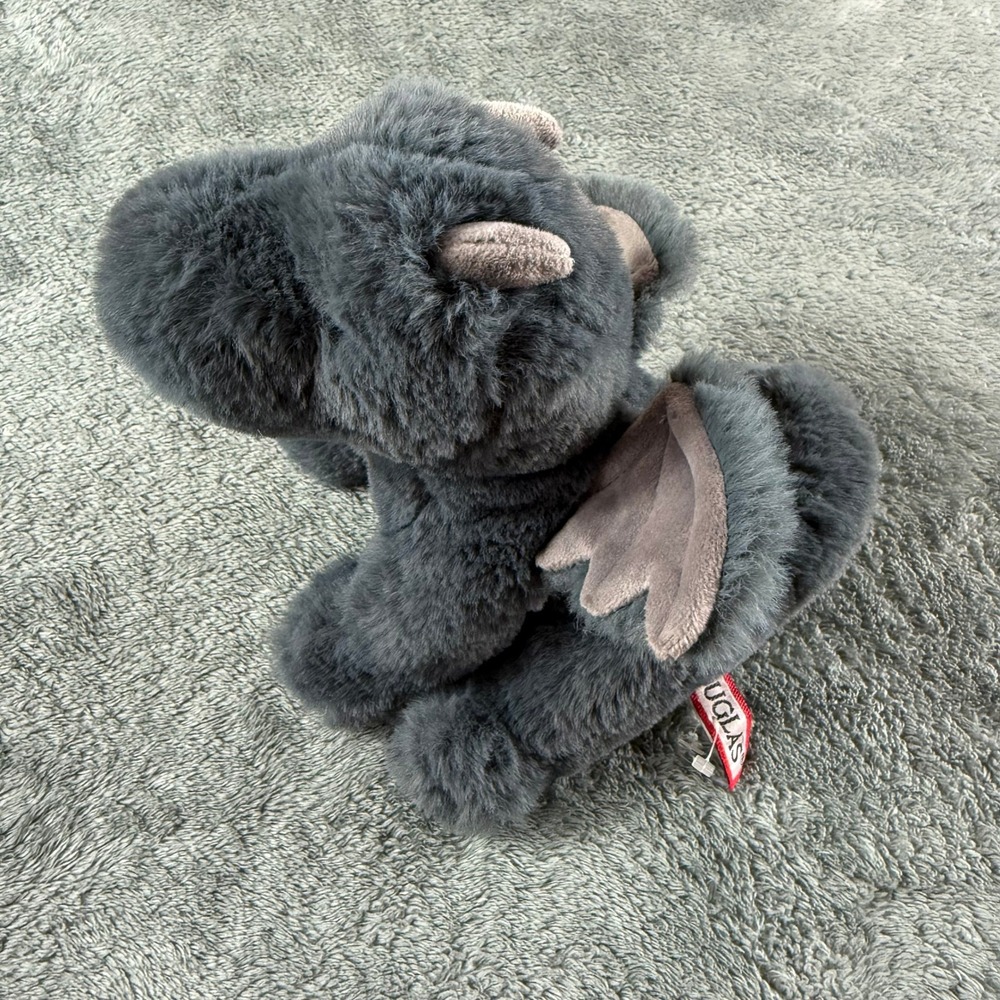 Douglas Dragon Plush Stuffed Animal Charcoal Gray Soft Faux Fur Wings Small